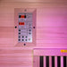 Detailed view of the control panel in the Insignia KY004 Infrared Indoor Sauna 900 x 900, highlighting temperature and lighting controls.