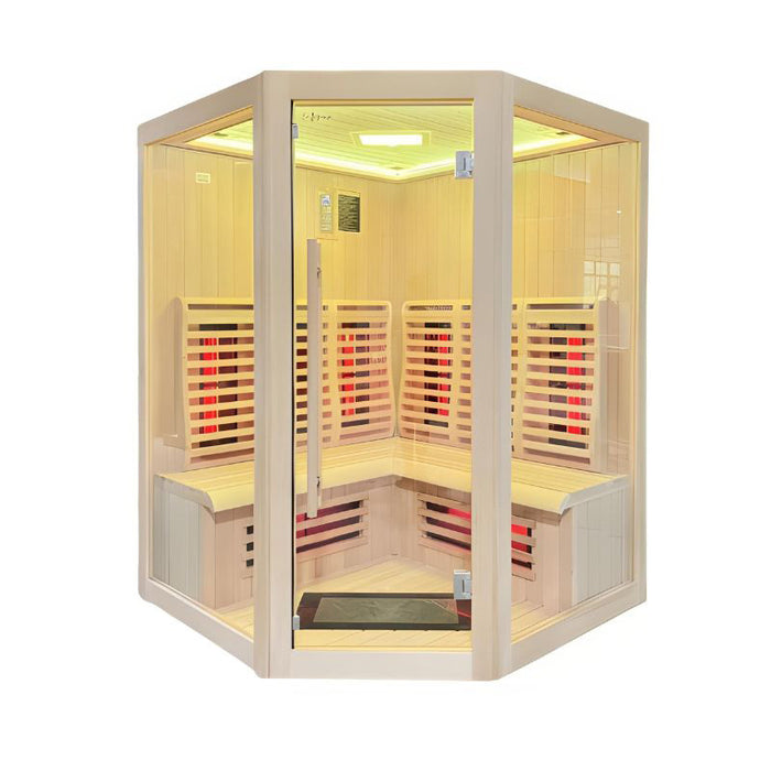 Sleek Insignia KY007 Infrared Indoor Sauna 1500x1500 shown on a white background, highlighting its modern design and advanced infrared technology.