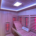 Inside the Insignia KY2216 Sauna showing ergonomic backrests, adjustable bench loungers, and the strategic placement of infrared heaters for an immersive experience.