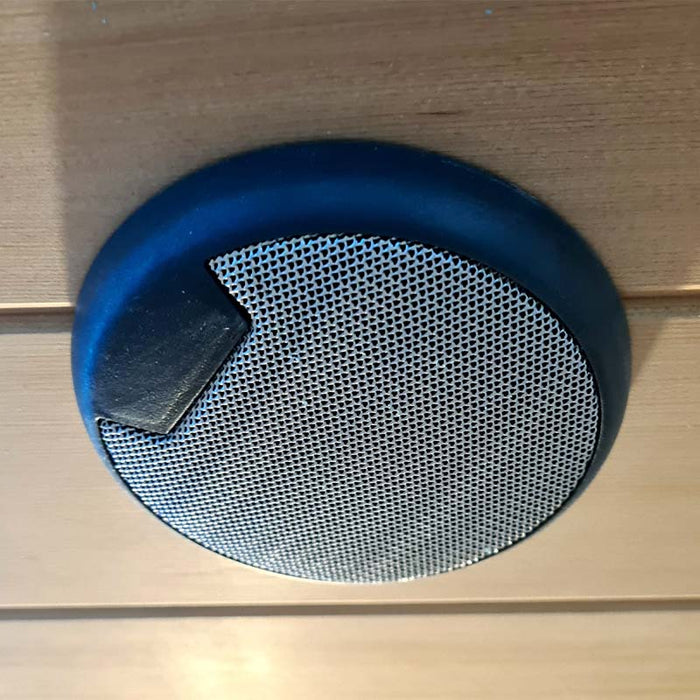 Bluetooth speaker inside the Insignia Outdoor Hybrid Infrared Sauna 2000 x 2000mm, designed for immersive sound and a personalised audio experience.