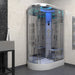 Sleek bathroom installation of the Insignia Platinum 1100 x 700 RH Steam Shower with glass enclosure and rainfall head.