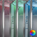 Colour-changing LED lighting inside the Insignia Platinum Quadrant Steam Shower 800 x 800, creating a relaxing spa-style atmosphere.