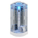 Front view of the Insignia Platinum Quadrant Steam Shower 800 x 800 featuring steam function, body jets, digital controls and integrated seating.