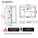 Technical schematics and measurements for the Insignia Platinum Rectangle Steam Shower 1050 x 850.