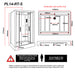 Technical schematics and installation dimensions for the Insignia Platinum Rectangle Steam Shower 1400 x 900.