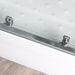 Close-up of the EasyGlide chrome door rollers on the Insignia 1400 x 900 Rectangle Steam Shower, designed for smooth and stable sliding.