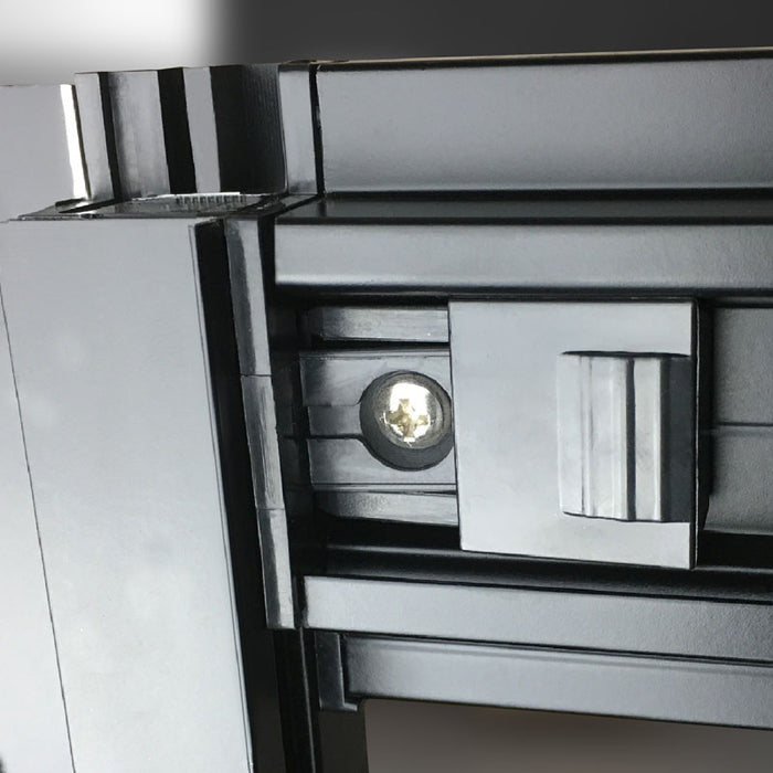 Close-up of QuickClick frame for easy installation of the Insignia Platinum 1400 x 900 Steam Shower.