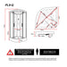 Schematic diagram detailing dimensions and corner fitting guidelines for the Insignia Platinum Steam Shower 800 x 800.