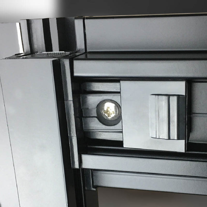 Close-up of Insignia Platinum 800 x 800 Steam Shower QuickClick frame, designed for rapid installation.