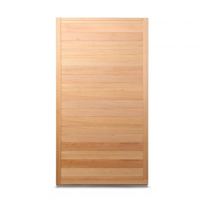 View of the wooden back panel, highlighting its premium craftsmanship and durable finish.