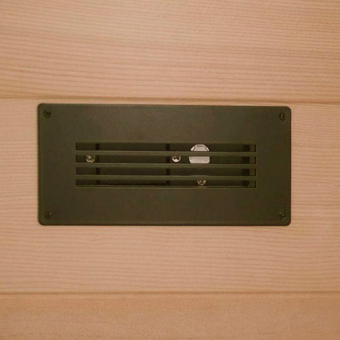 Close-up of the built-in air vent ensuring optimal airflow for a comfortable sauna session.