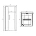 Front and side technical drawings with measurements of Jaquar Relaxo Infrared Sauna.