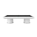 Side product view of the Koralturk Elit billiards table showcasing black cloth, white rails and two ribbed pedestal bases.