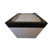 End product view of the Koralturk Kaplankaya billiards table featuring a black upper frame, white cloth and tapered silver base.