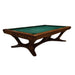Angled product view of the Koralturk Legnora Pool Table with green cloth, solid wooden rails and sculptural curved legs.