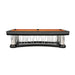 Side view of the Koralturk Luxury Cage billiards table showcasing orange cloth, chrome pillars and decorative metal cage detailing.