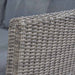 Detailed corner view of the Larissa Outdoor Corner Seating Set, featuring the tight rattan weave and seamless cushion alignment.