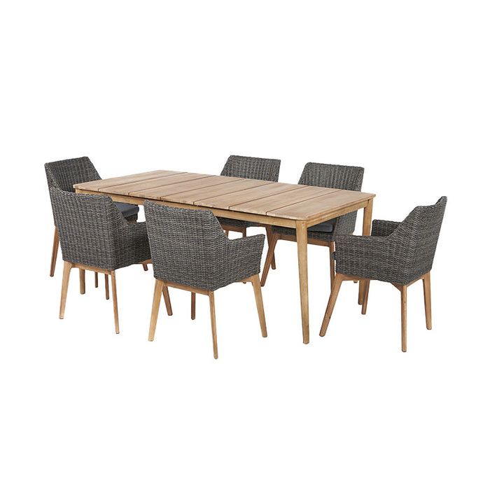 Right angle of the Larissa Outdoor Dining Set highlighting the stylish design and spacious layout.