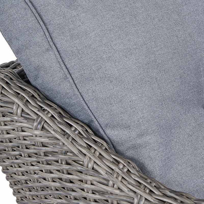 A detailed view of the backrest on the Larissa Outdoor Seating Set, showing the weave pattern and the cushioning.