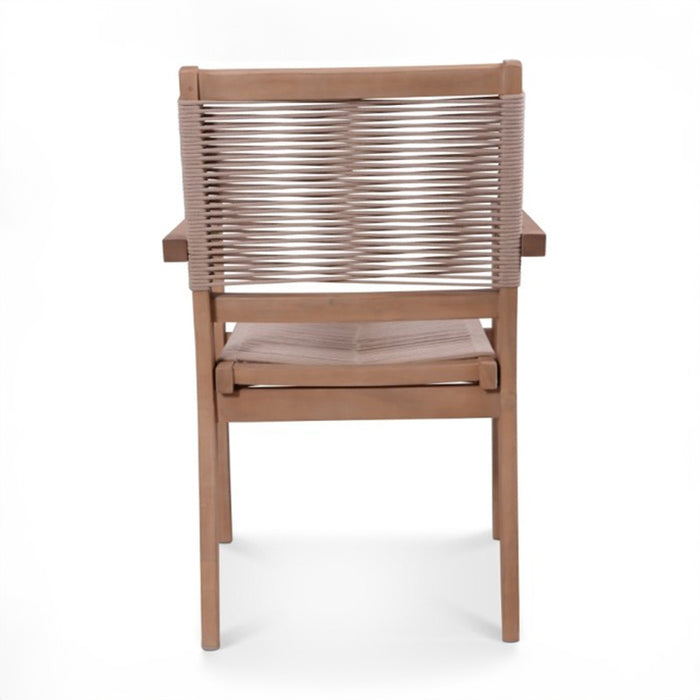 Back view of the Luna Rope Stacking Chair, showcasing the elegant rope weave design.