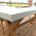 A detailed view of the concrete table's edge, showcasing the sturdy build and smooth finish of the Luna 6 Seater Set.