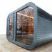 Angled view of Wooden Luna Outdoor Sauna.  