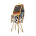 Maison Roshi Senpai V2F arcade cabinet with earthy botanical print textile design, red and yellow controls, and mid-century brass legs for a nature-inspired retro gaming setup.