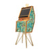 Maison Roshi Senpai V2F upright arcade machine with bright tropical-themed fabric panels in shades of teal, aqua and coral, bringing a vibrant, exotic touch to gaming interiors.