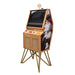 Maison Roshi Senpai V3 arcade cabinet with wooden frame, gold legs, and striking feather headdress artwork on side panel.