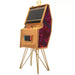 Maison Roshi Senpai V3 Lite arcade cabinet in wood finish with blue butterfly patterned side panel, gold legs, and Nintendo Switch dock.