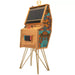 Maison Roshi Senpai V3 Lite arcade cabinet with rich teal and magenta floral side design, wooden frame, gold legs, and Nintendo Switch dock.