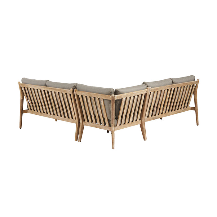 Back view of the Malta Outdoor Corner Seating Set, showcasing the wooden frame.