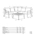 Diagram showing the dimensions of the Malta Outdoor Corner Seating Set, including the sofas and coffee table.