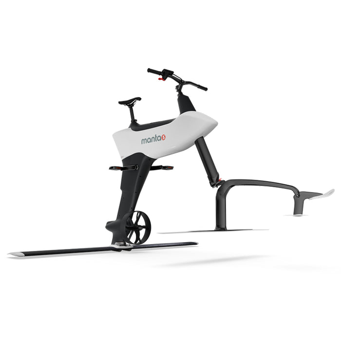 Manta5 Hydrofoiler SL3 Hydrofoil Bike from a low three-quarter angle showing its foil system