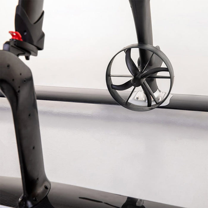 Manta5 Hydrofoiler SL3 Hydrofoil Bike rear propeller and protective propeller guard detail.