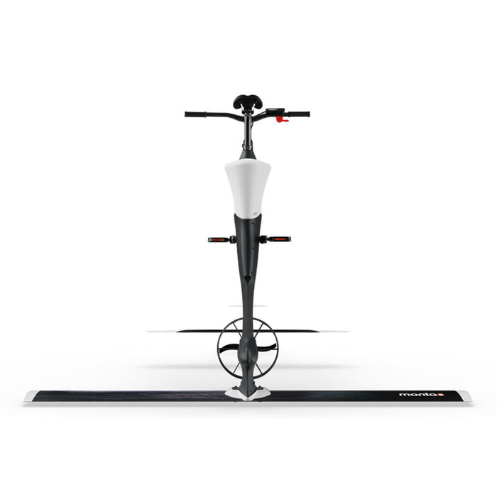 Rear view of the Manta5 Hydrofoiler SL3 water bike showing propeller and hydrofoil configuration