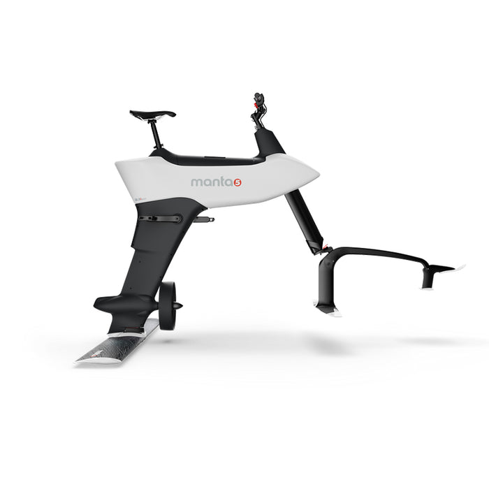 Side profile of the Manta5 Hydrofoiler SL3+ electric hydrofoil bike on a white background