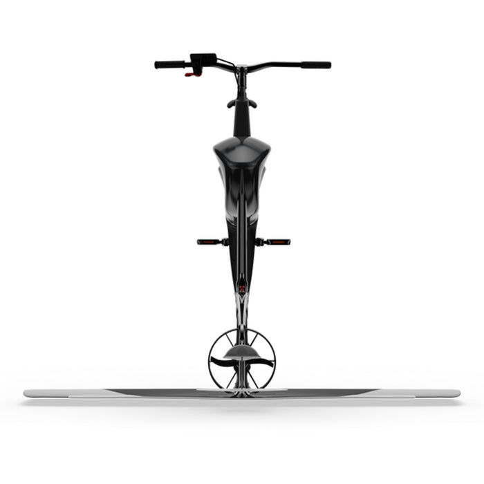 Manta5 Hydrofoiler SL3 Pro hydrofoil bike shown from the front with handlebars, pedals and foil visible