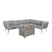 Complete view of the Mayfair Lounge Set with Fire Pit, ideal for cosy outdoor gatherings.