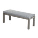 Side view of the Mayfair bench, showcasing its modern grey design and plush cushion.