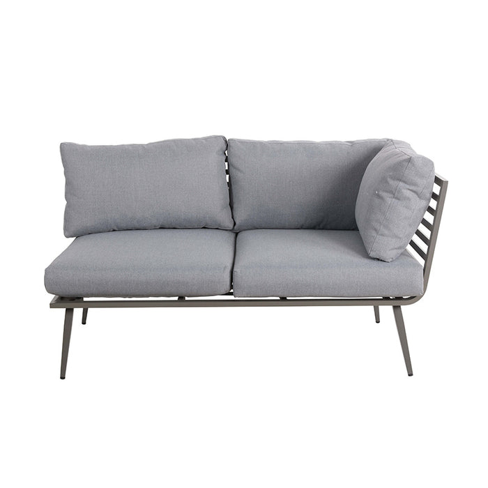 Front view of the Mayfair Corner Lounge Set sofa section, featuring luxurious grey cushions.