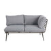 A detailed image of a single sofa section from the Mayfair Corner Lounge Set, featuring plush grey cushions and a minimalist frame, perfect for modern outdoor spaces.