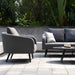 Side view of the Ambition 3 Seater Sofa Set armchair in Flanelle, highlighting its plush cushions and curved arm design.