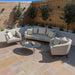 Taupe Ambition 3 Seater Sofa Set arranged with two armchairs on a modern patio.