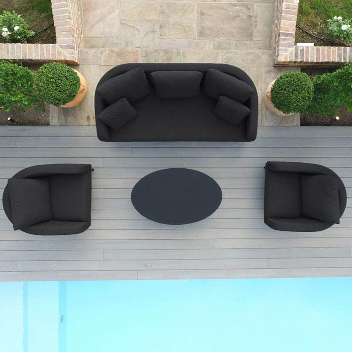 Ambition 3 Seater Sofa Set in charcoal, placed poolside, creating a sophisticated and comfortable outdoor lounge area.