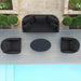 Ambition 3 Seater Sofa Set in charcoal, placed poolside, creating a sophisticated and comfortable outdoor lounge area.