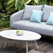 Ambition 3 Seater Sofa Set in Lead Chine, featuring an oval coffee table and sofa, creating a stylish outdoor lounge setting.