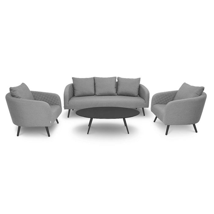 Ambition 3 Seater Sofa Set in Flanelle, displayed on a white background, featuring its sleek design, three-seater sofa, and matching armchairs.