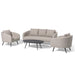 Ambition 3 Seater Sofa Set with two armchairs in oatmeal fabric on a white background.