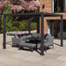 Side view of the Como Aluminium Outdoor Garden Pergola in Anthracite Grey, showcasing its sleek design and spacious area for outdoor seating and gatherings.